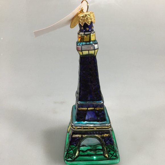 Landmark Creations Eiffel Tower Glass Ornament 5 1/4" NEW in Box Made in Poland - Picture 2 of 7